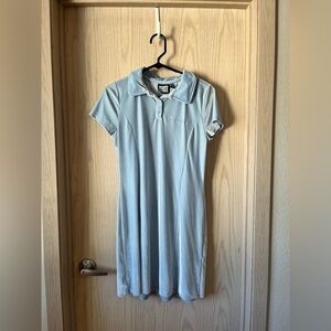 Baby Blue Velvet Casual Blue Polo Dress